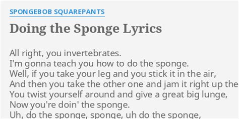 doing the sponge lyrics|More.